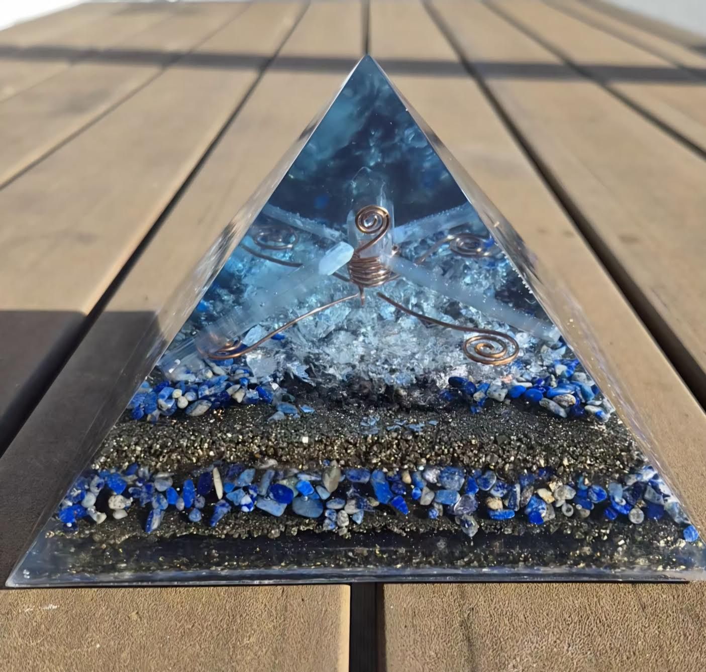 Lapis Lazuli Raw Clear Quartz Giza Orgone Energy Pyramid