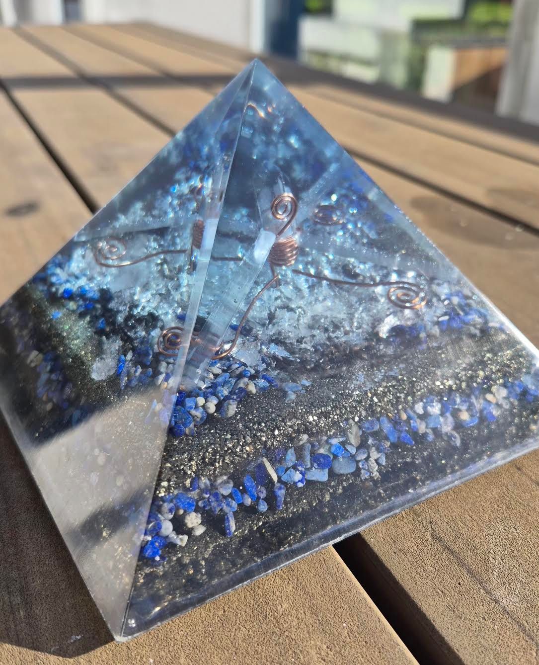 Lapis Lazuli Raw Clear Quartz Giza Orgone Energy Pyramid