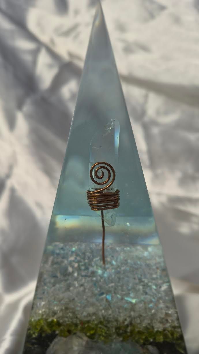 Peridot Tri-Coloured Fluorite Russian Orgone Energy Pyramid