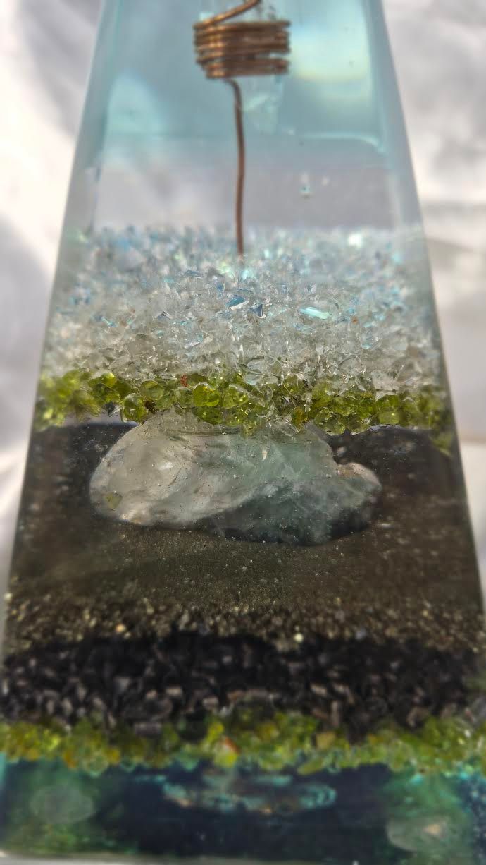 Peridot Tri-Coloured Fluorite Russian Orgone Energy Pyramid