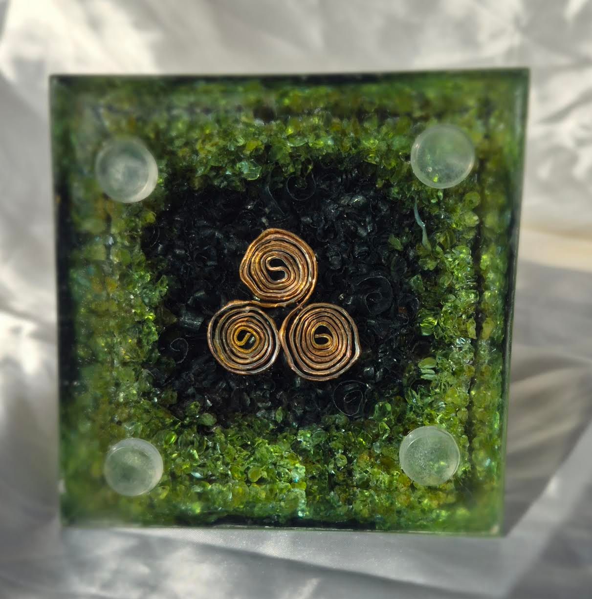 Peridot Tri-Coloured Fluorite Russian Orgone Energy Pyramid