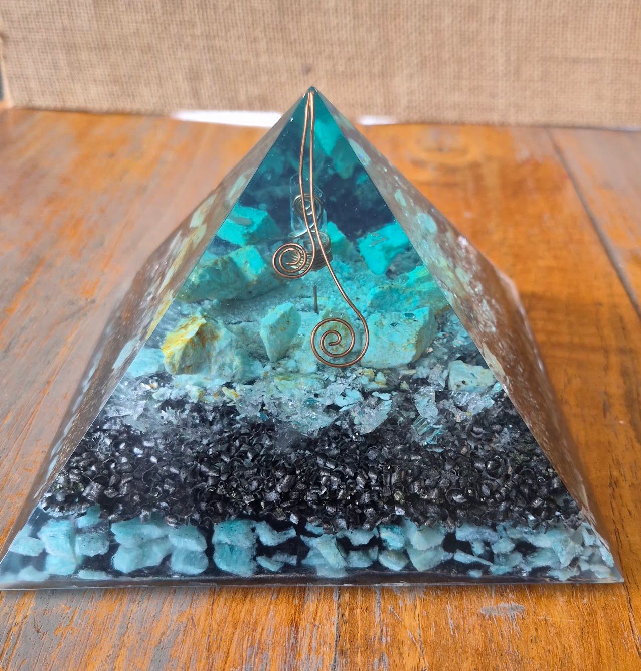 Amazonite Raw Clear Quartz Giza Energy Orgone Pyramid