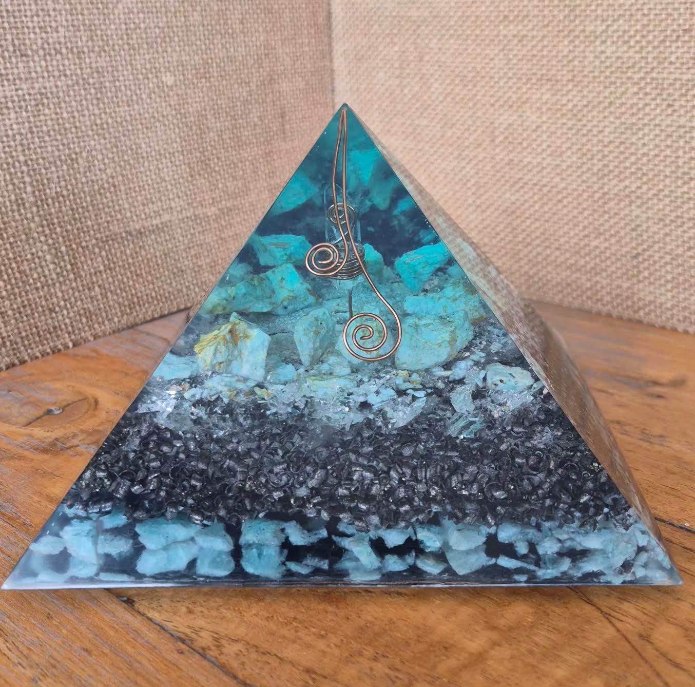 Amazonite Raw Clear Quartz Giza Energy Orgone Pyramid