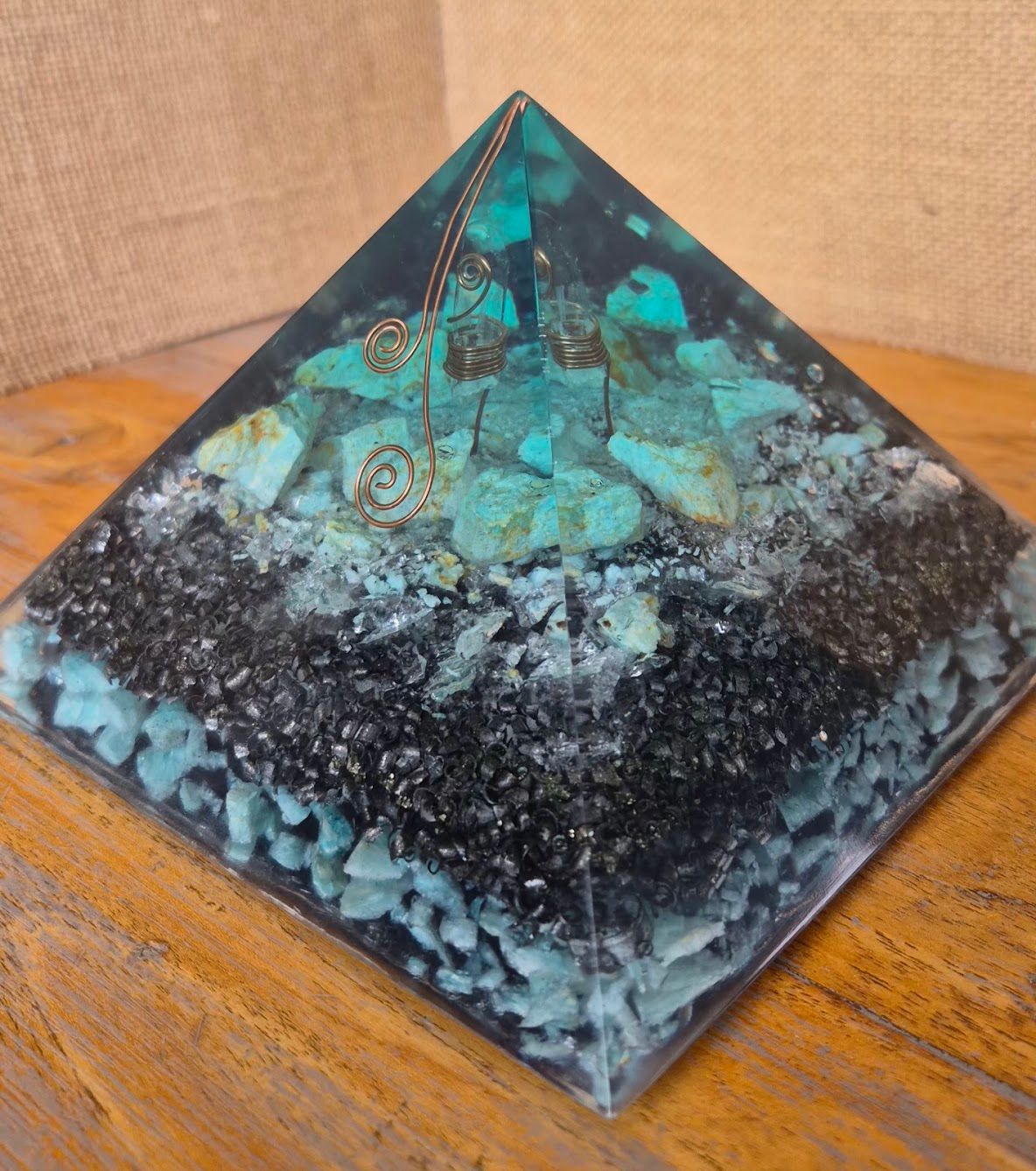 Amazonite Raw Clear Quartz Giza Energy Orgone Pyramid