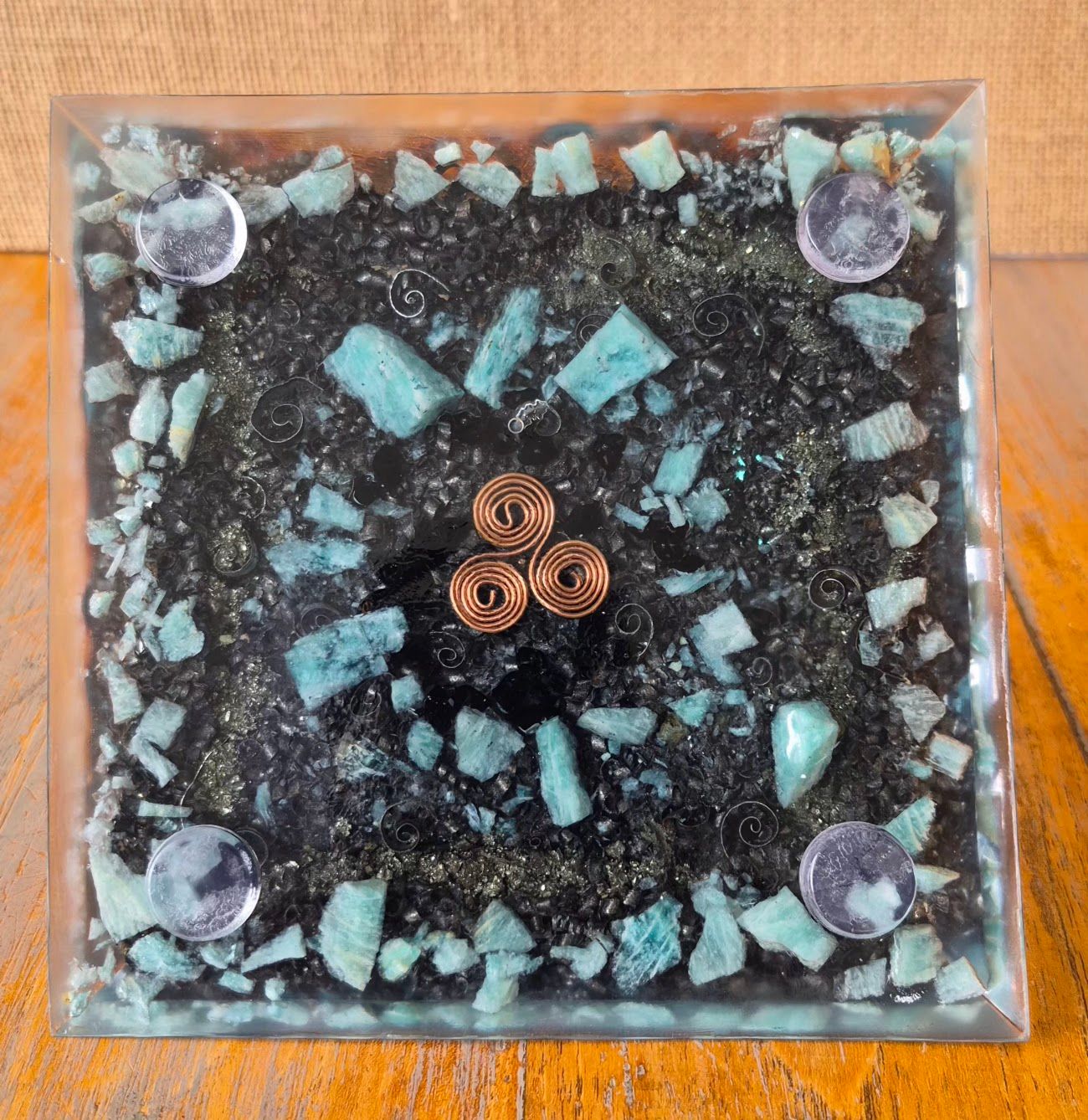 Amazonite Raw Clear Quartz Giza Energy Orgone Pyramid