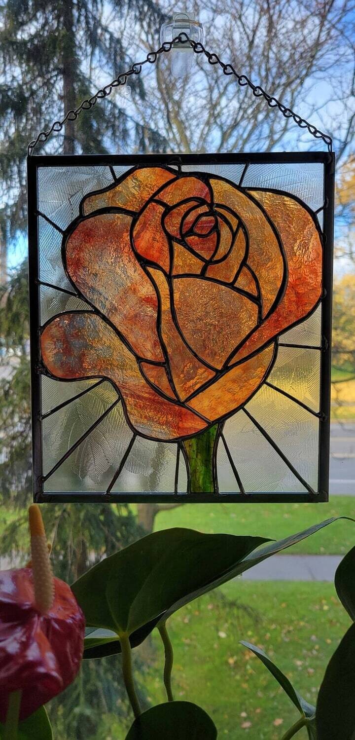Stained Glass Panel - Rose