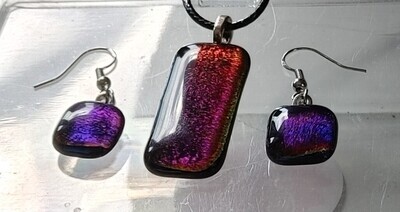 Fused Glass Pendant with Earrings