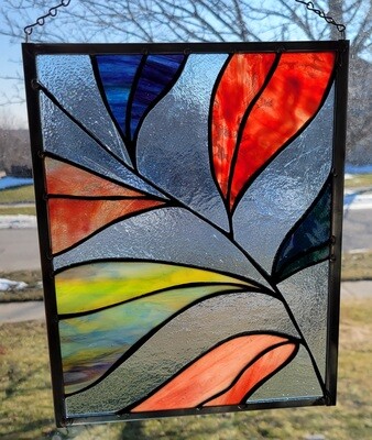 Stained Glass Panel - Shades of Leaves