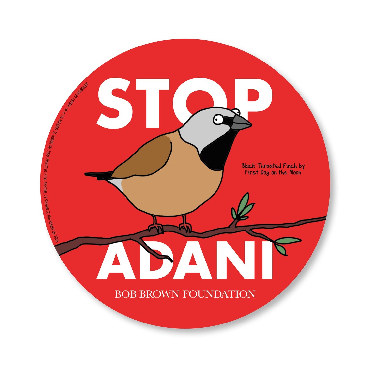Sticker: Stop Adani – Illustration by First Dog on the Moon (Circle)