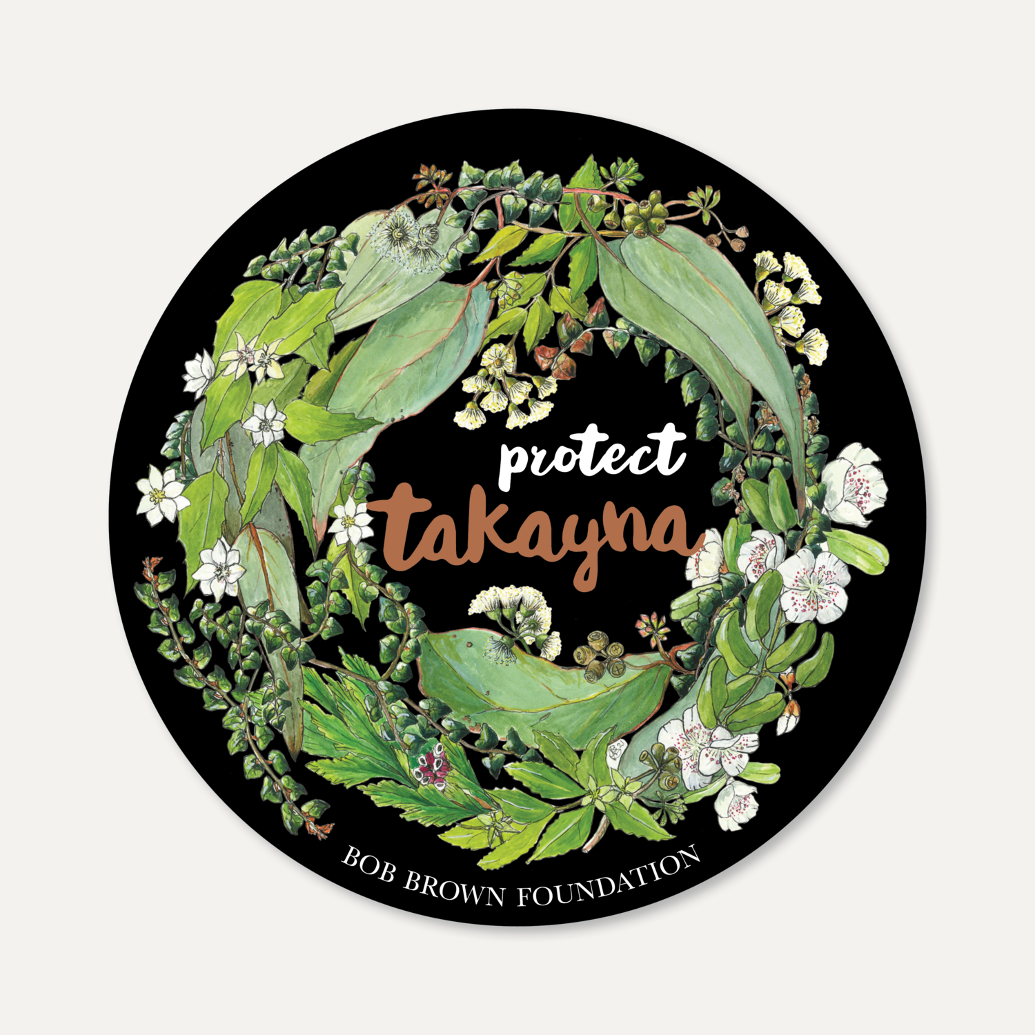 Protect takayna – Maura Allen wreath design sticker (Large)
