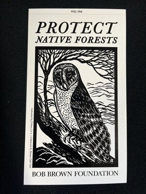 Protect Native Forests - Anne Conran owl sticker (white)