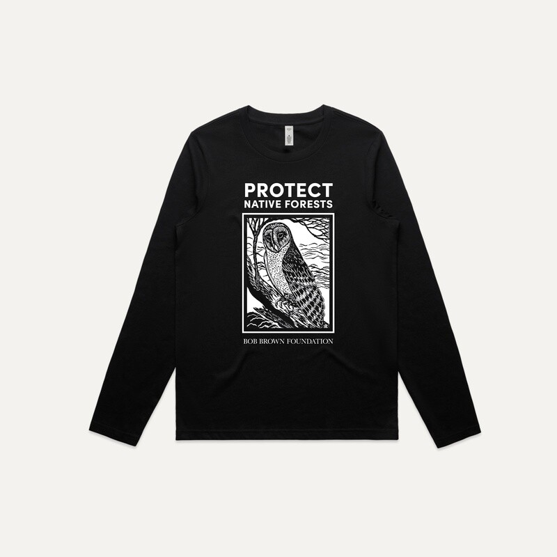 Protect Native Forests long-sleeved tee by Anne Conron