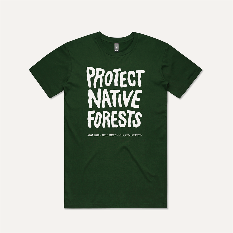 Protect Native Forests tee (Forest Green) by Minna Leunig