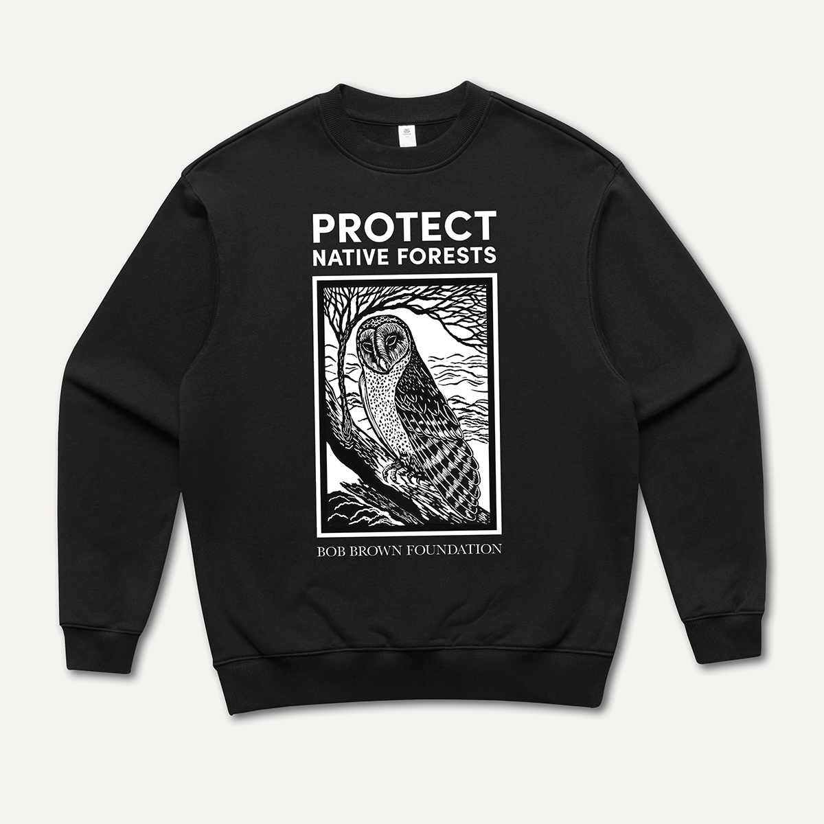 Protect Native Forests Masked Owl jumper by Anne Conron
