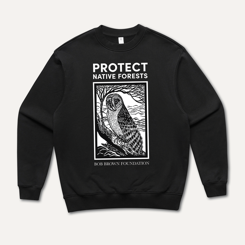 Protect Native Forests Masked Owl jumper by Anne Conron