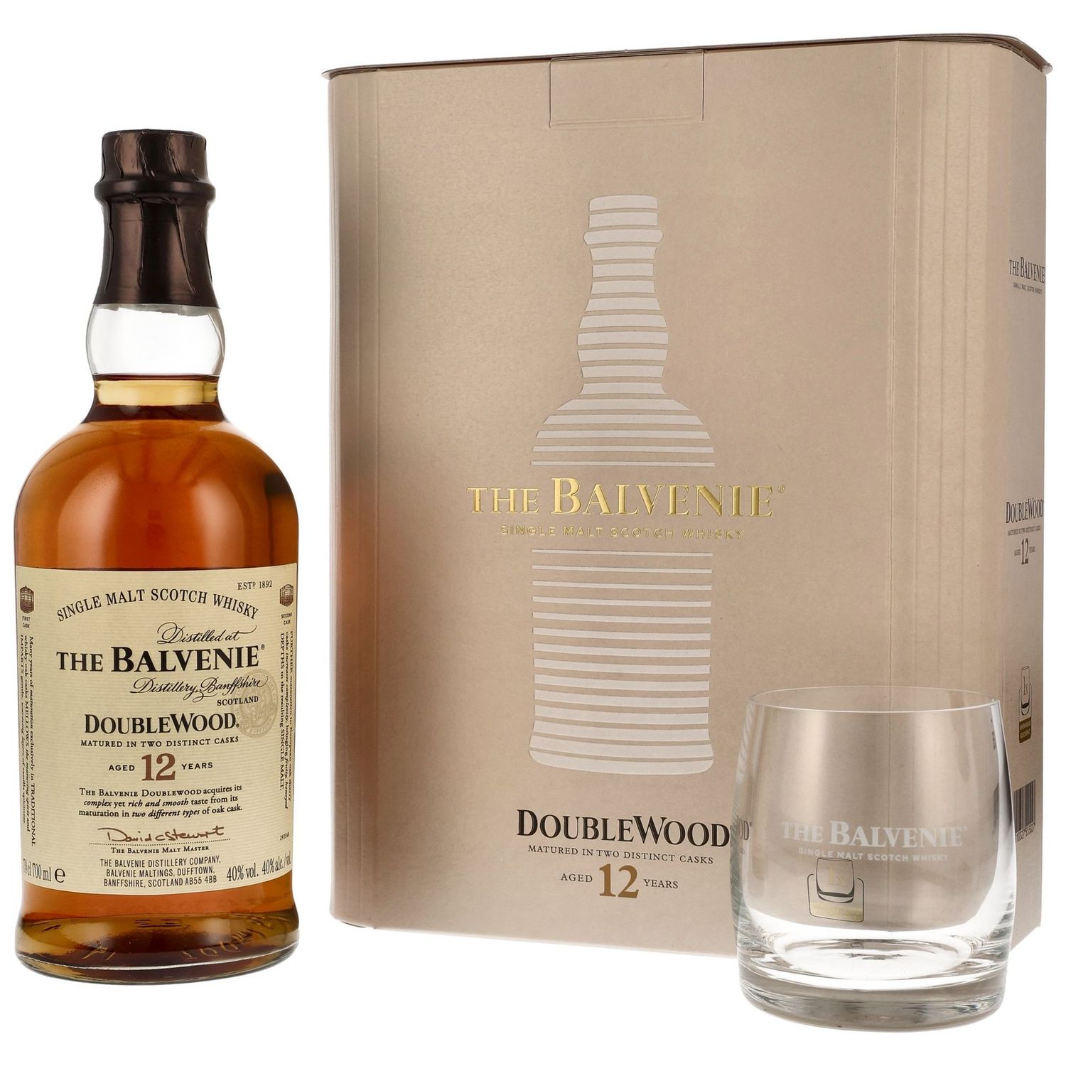 Balvenie 12 Jahre Double Wood plus Glas (Tumbler)