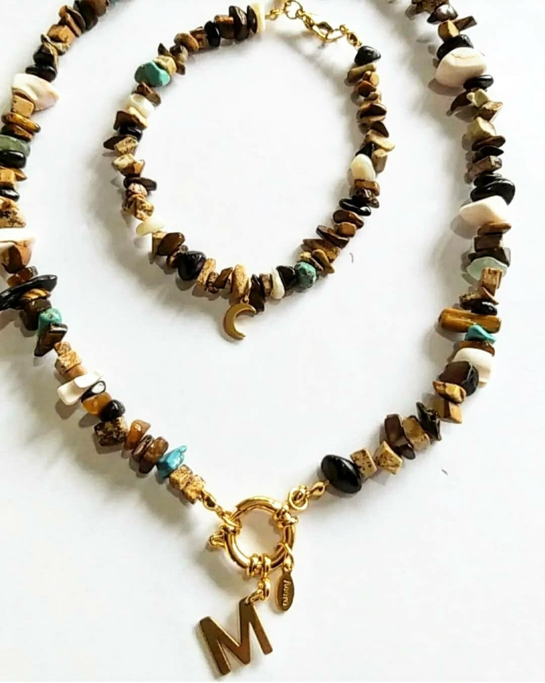 GARGANTILLA Y PULSERA PIEDRA NATURAL 