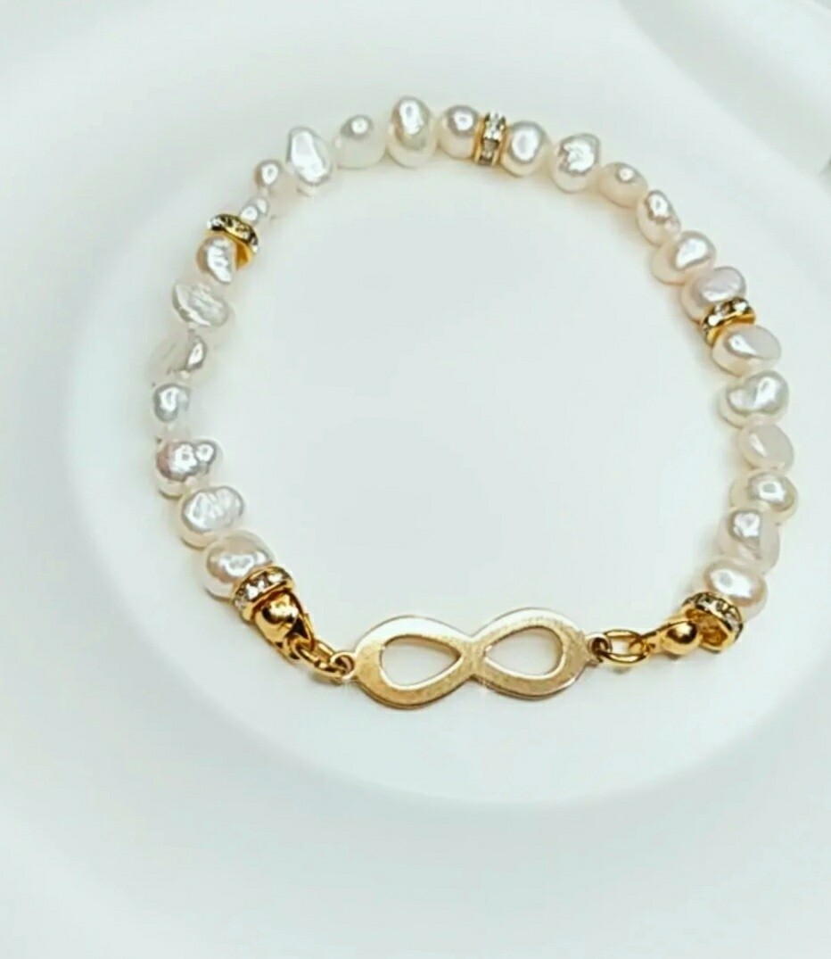 PULSERA PERLA BARROCA E INFINITO 