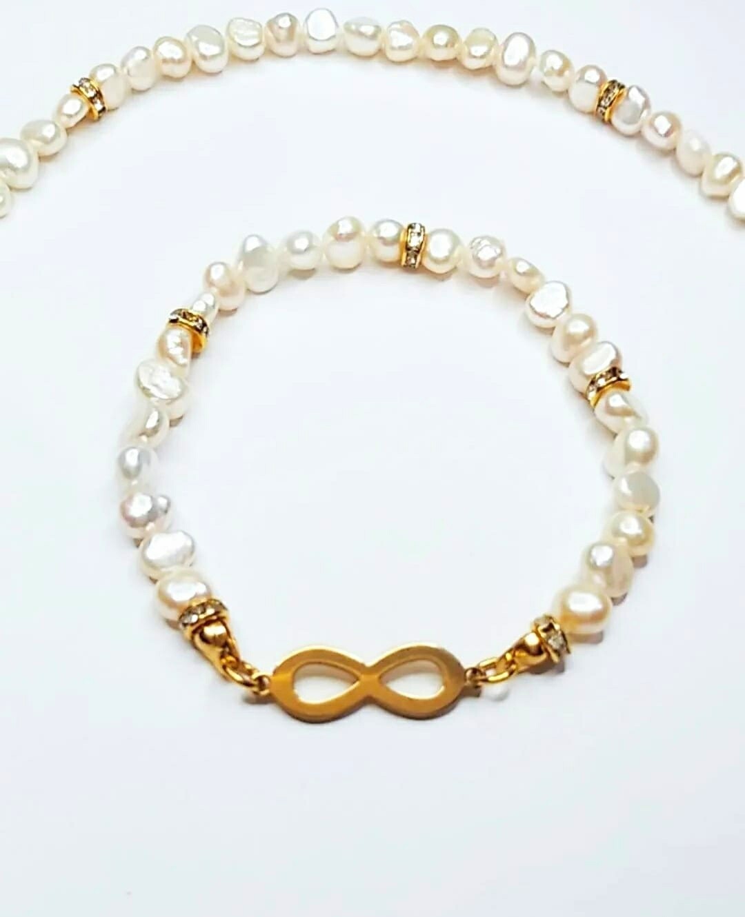 PULSERA PERLA BARROCA E INFINITO 