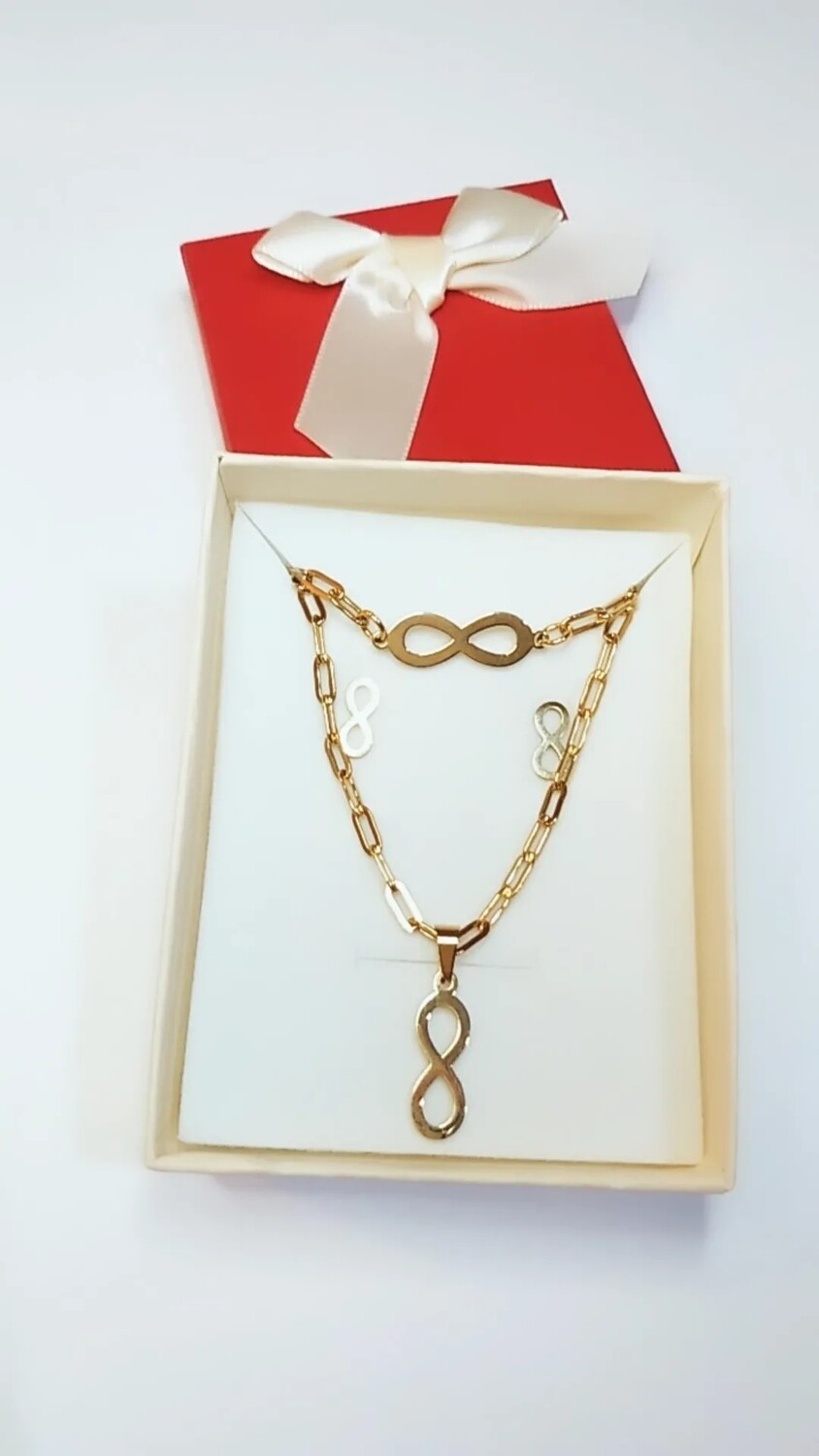 COLGANTE, PENDIENTES Y PULSERA INFINITO