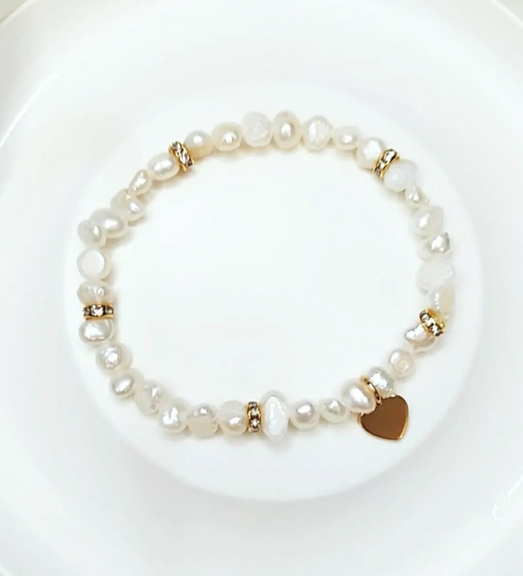 CONJUNTO GARGANTILLA Y PULSERA CON  PERLA BARROCA  Y CORAZÓN 