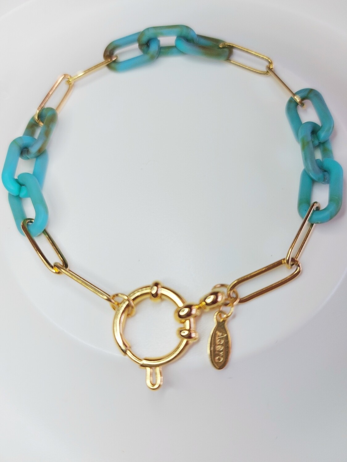 PULSERA MIDI DE RESINA VERDE Y ACERO