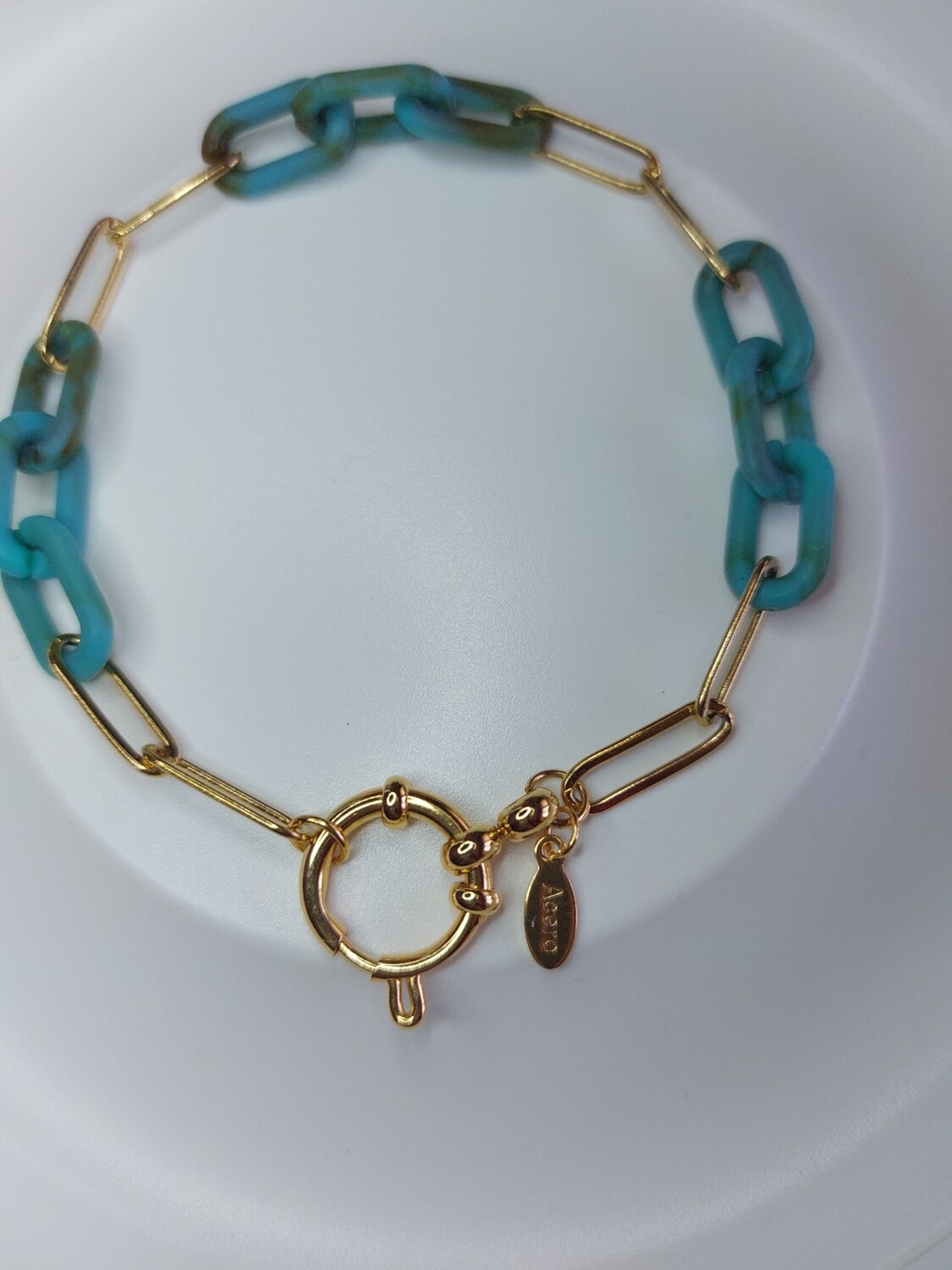 PULSERA MIDI DE RESINA VERDE Y ACERO