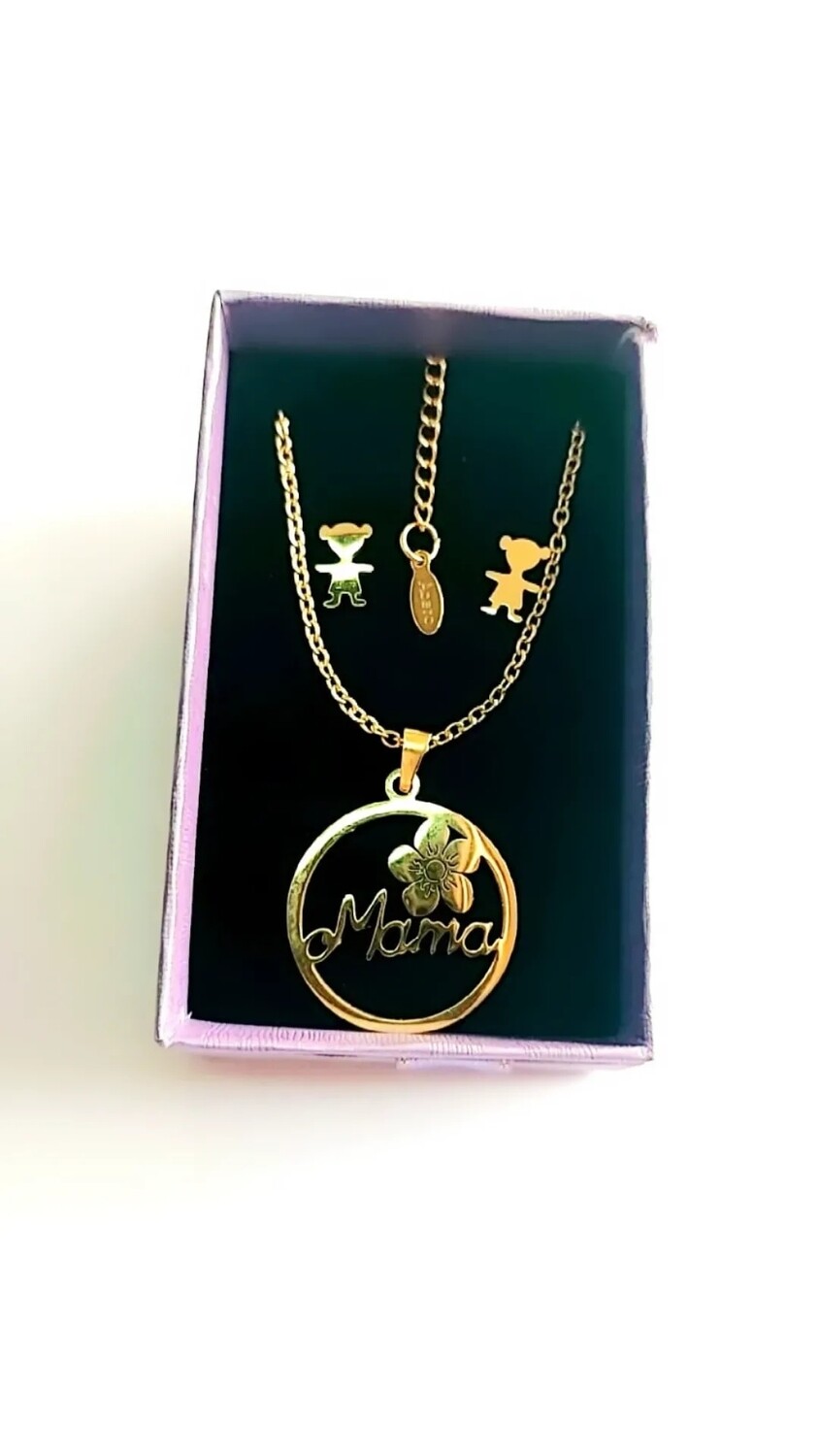 CONJUNTO COLGANTE Y PENDIENTES MAMA