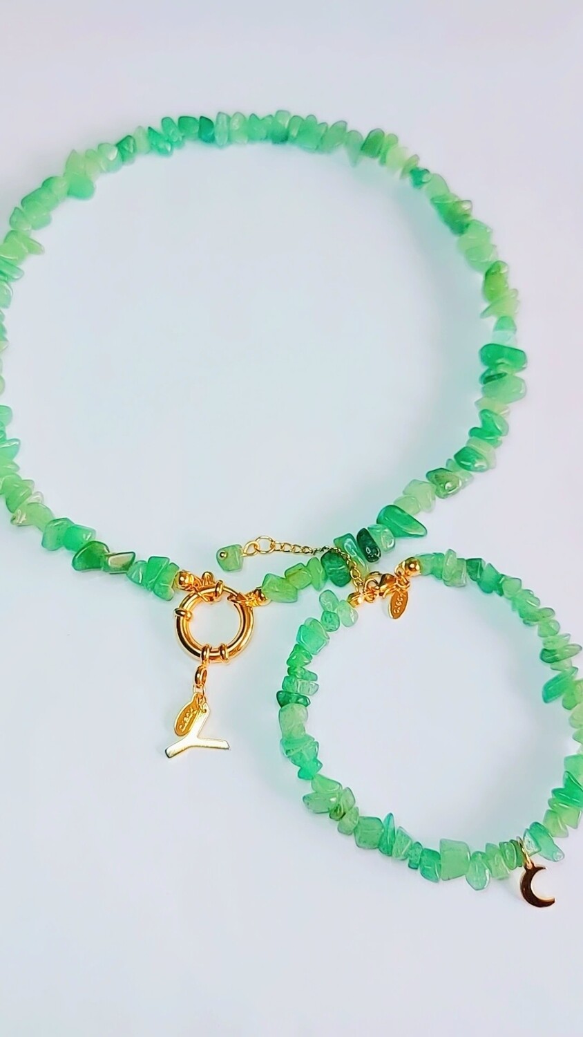 GARGANTILLA Y PULSERA CUARZO VERDE