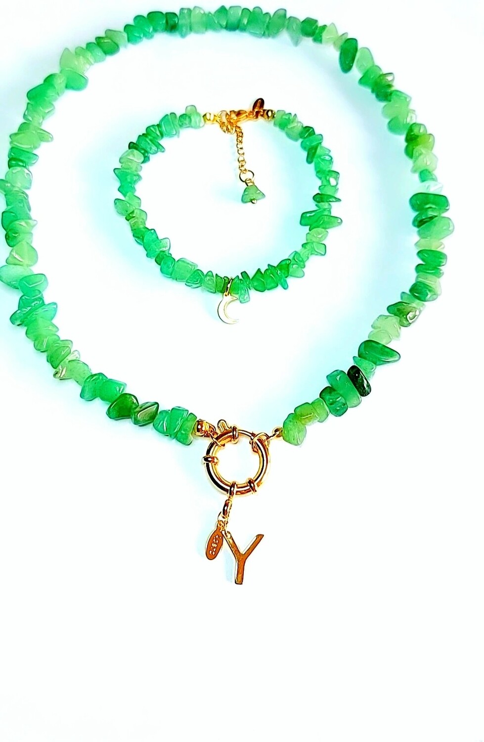 GARGANTILLA Y PULSERA CUARZO VERDE