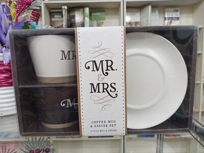 Mr and Mrs Coffee Mug and Saucer Set (Cups & Plates)