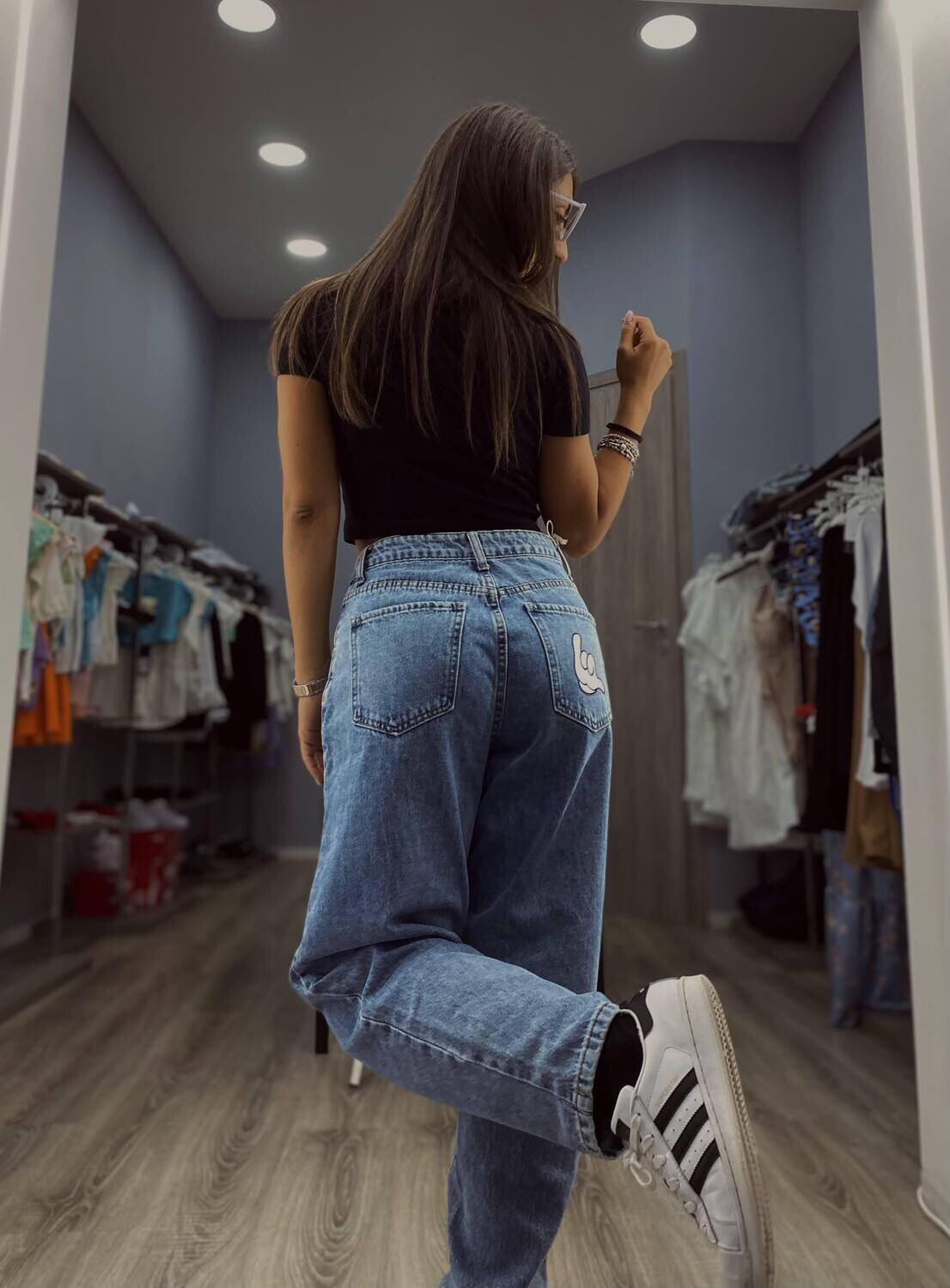 Jeans BoyFriend con Petch MickyMouse