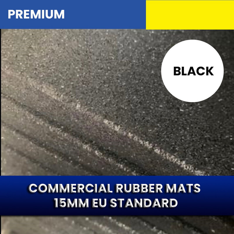 Premium Rubber Gym Mat 1m *1m *15mm/ Plain Black
