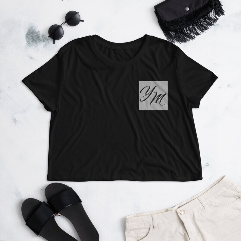 Women's Embroidered Flowy Crop Tee