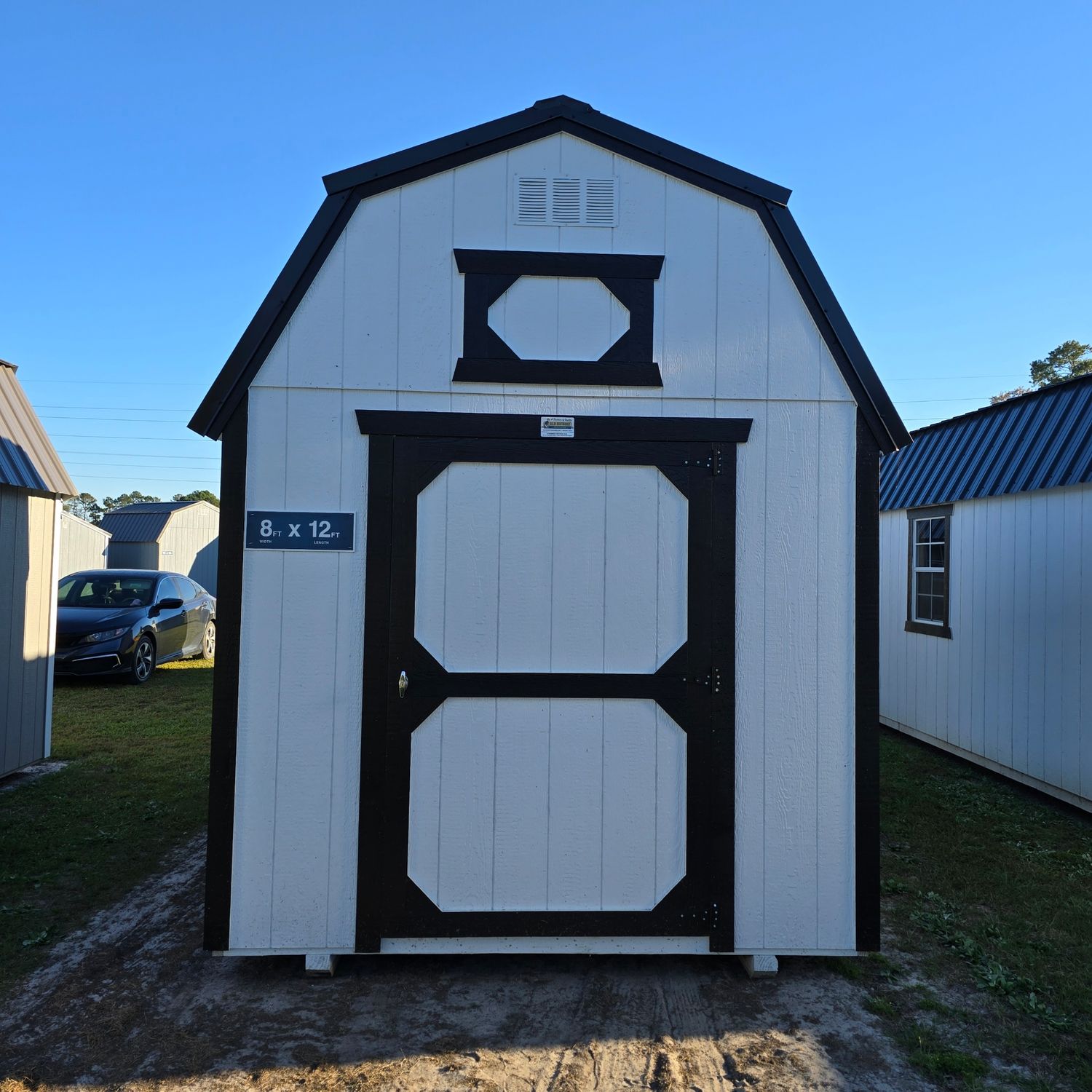 08x12 Lofted BarnFront Entrance Greenhouses Backyard Barns and