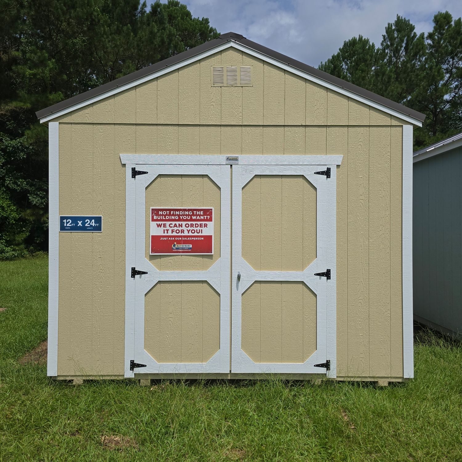 12x24 Utility Shed-Front Entrance