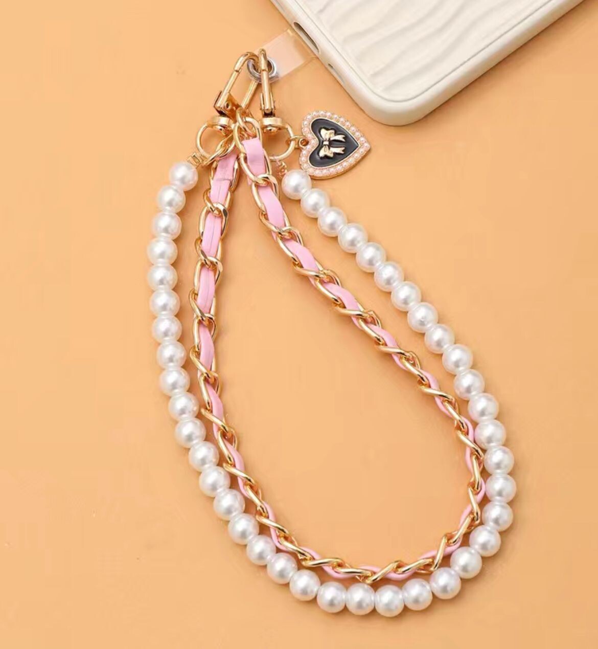 Pearl Heart Handykette Rosa