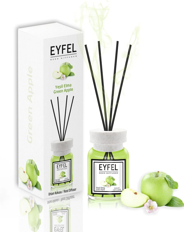 EYFEL Green Apple Reed Diffuser – 120ml Fresh &amp; Crisp Home Fragrance with Natural Sticks