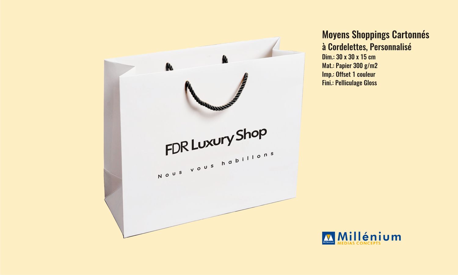 Moyen Sac Cartonné ou Carton à cordelettes, Personnalisé FDR luxury Shop, Cotonou, Bénin, Afrique
