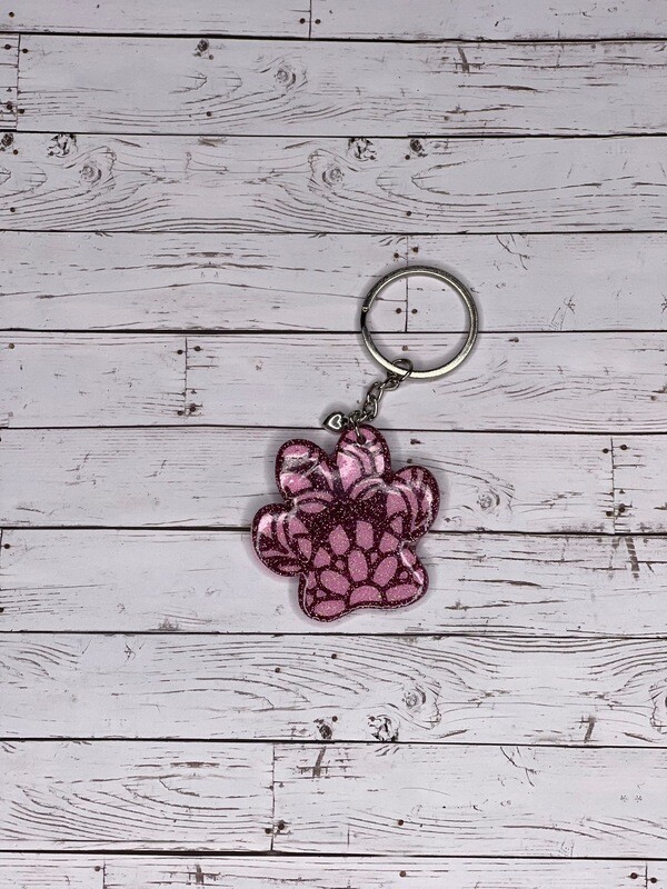Light pink and Dark pink Glittered Pawprint