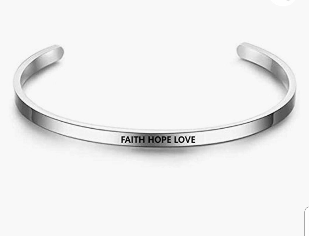 GiftJewelryShop Bronze Retro Style Faith Hope Love Flower Cuff Bangle Bracelet Fashion Jewelry 
