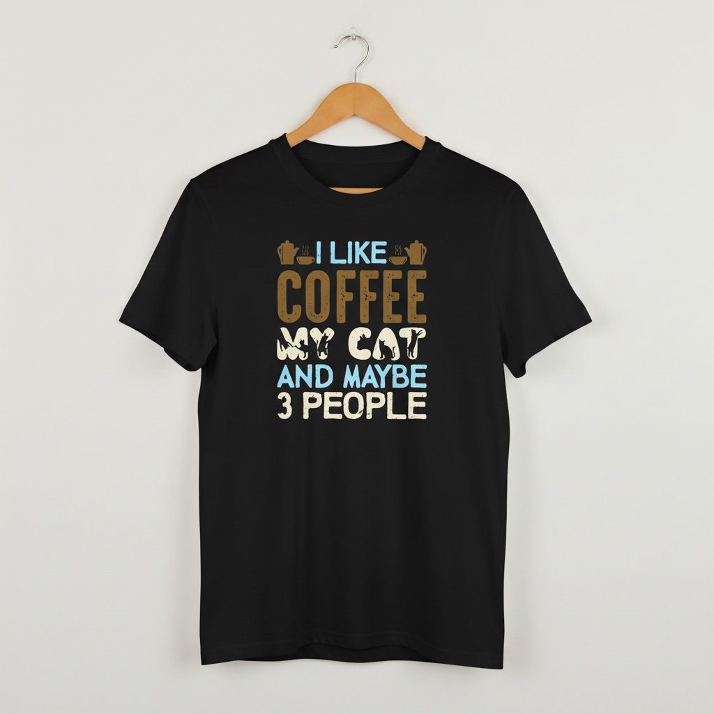 I like Coffee my Cat and maybe 3 People T-shirt