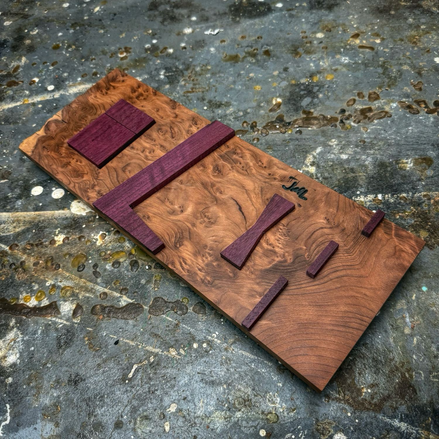 Redwood / Purple Heart JML Bow Tie Inlay Bandsaw Jig