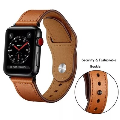 (38mm-40mm-41mm) Leather Camel - باند جلد بني
