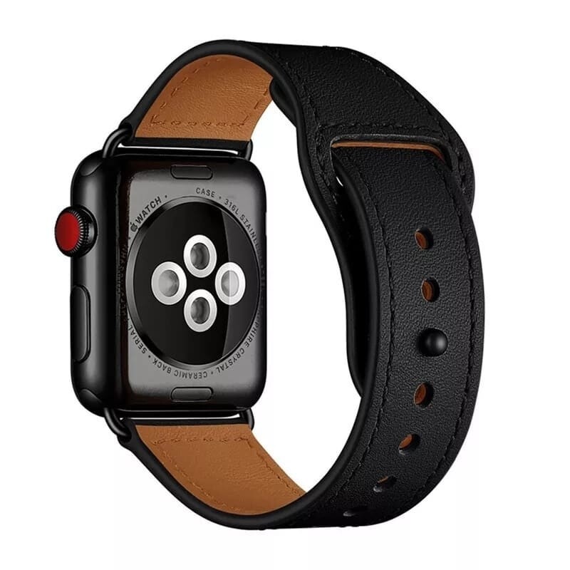(38mm-40mm-41mm) Leather Black - باند جلد اسود