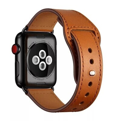 (42mm-44mm-45mm-49mm) Leather Camel - باند جلد بني