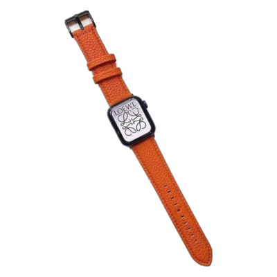 (42mm-44mm-45mm-49mm) Hermes Luxury Leather Orange Band - جلد هرميز لكچري برتقالي