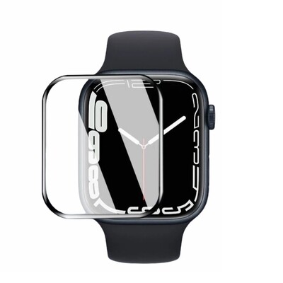 45mm apple watch Screen Protection Black borders - حمايه شاشه ساعه ابل مقاس ٤٥م مع اطار اسود 