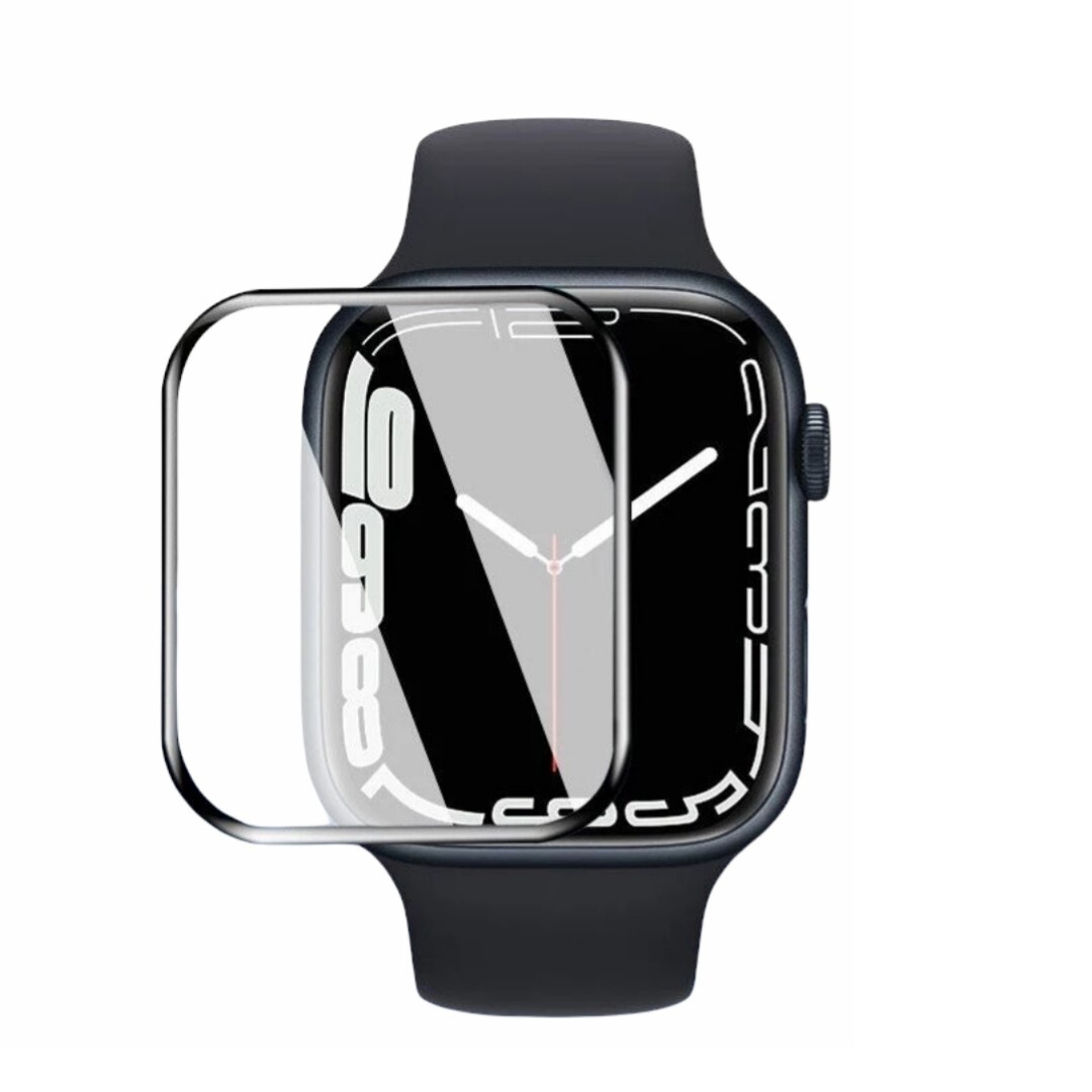45mm apple watch Screen Protection Black borders - حمايه شاشه ساعه ابل مقاس ٤٥م مع اطار اسود 