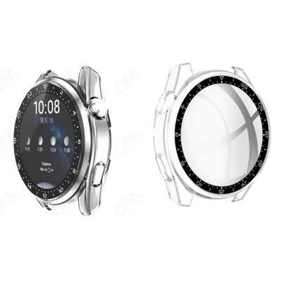 (Huawei Watch 3 Pro ONLY) full cover with glass - Transparent - فل كفر  مع جام لساعه هواوي ووتش٣ برو شفاف 